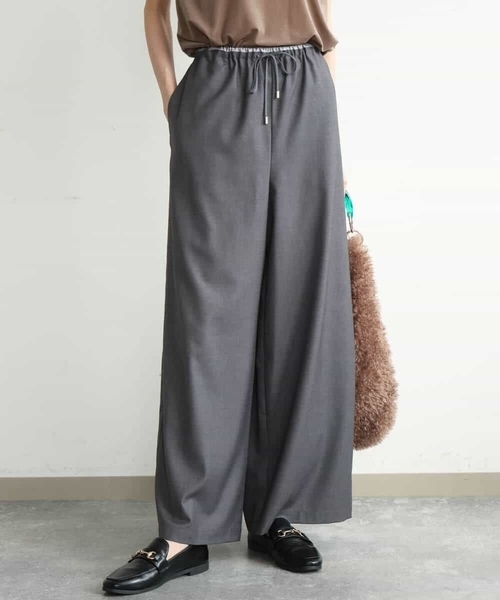 MK MICHEL KLEIN（エムケーミッシェルクラン）の「[洗える]マイクロサキソニー ワイドパンツ（その他パンツ・レディース・ブラック/グレー・38）」の3枚目の写真