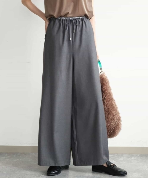 MK MICHEL KLEIN（エムケーミッシェルクラン）の「[洗える]マイクロサキソニー ワイドパンツ（その他パンツ・レディース・ブラック/グレー・38）」の4枚目の写真