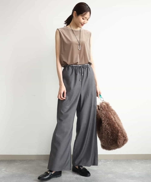 MK MICHEL KLEIN（エムケーミッシェルクラン）の「[洗える]マイクロサキソニー ワイドパンツ（その他パンツ・レディース・ブラック/グレー・38）」の7枚目の写真