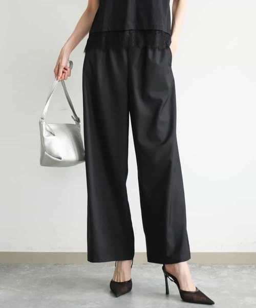 MK MICHEL KLEIN（エムケーミッシェルクラン）の「[洗える]マイクロサキソニー ワイドパンツ（その他パンツ・レディース・ブラック/グレー・38）」の9枚目の写真