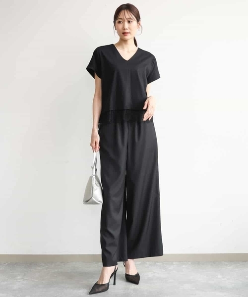 MK MICHEL KLEIN（エムケーミッシェルクラン）の「[洗える]マイクロサキソニー ワイドパンツ（その他パンツ・レディース・ブラック/グレー・38）」の12枚目の写真