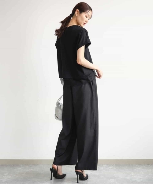 MK MICHEL KLEIN（エムケーミッシェルクラン）の「[洗える]マイクロサキソニー ワイドパンツ（その他パンツ・レディース・ブラック/グレー・38）」の13枚目の写真
