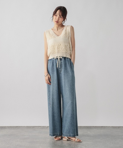 GLOBAL WORK（グローバルワーク）の「ループフリンジベスト/1017914（ベスト・レディース・オフホワイト/ブラック・LARGE/MEDIUM）」の3枚目の写真
