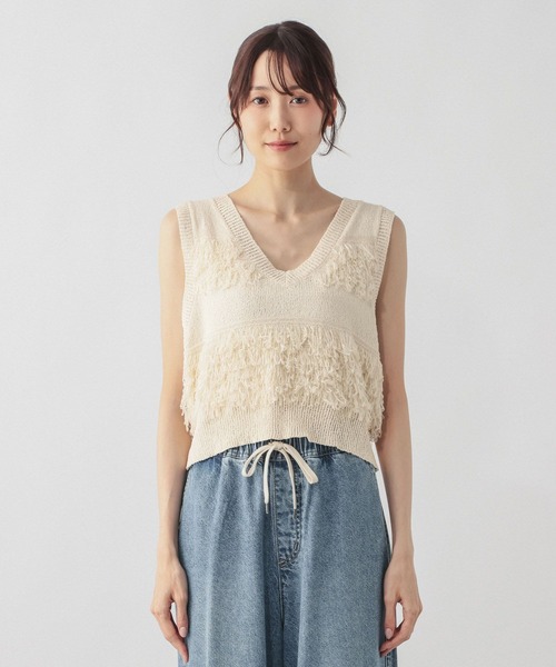 GLOBAL WORK（グローバルワーク）の「ループフリンジベスト/1017914（ベスト・レディース・オフホワイト/ブラック・LARGE/MEDIUM）」の12枚目の写真