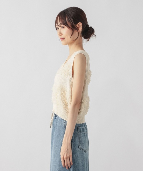 GLOBAL WORK（グローバルワーク）の「ループフリンジベスト/1017914（ベスト・レディース・オフホワイト/ブラック・LARGE/MEDIUM）」の13枚目の写真