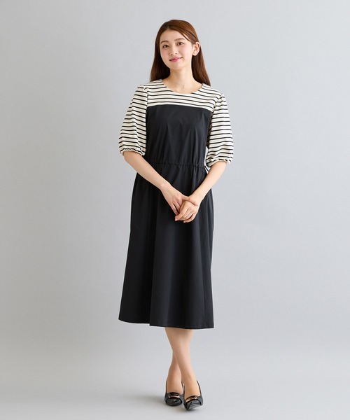 Rose Tiara(ローズティアラ)の「ドロストドッキングワンピース/ボーダー(ワンピース・レディース・ブラック・38/42/46)」の2枚目の写真