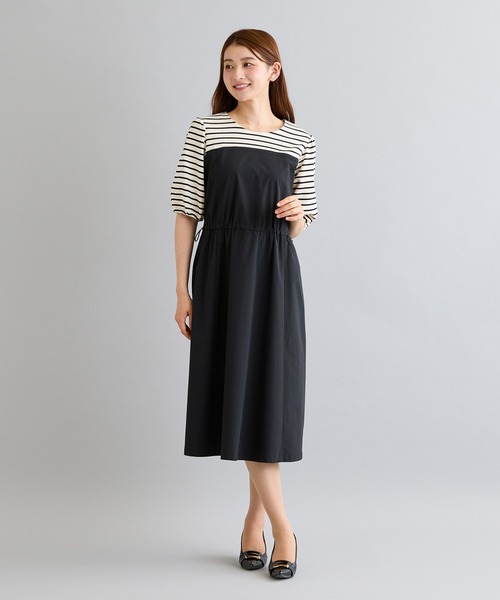 Rose Tiara(ローズティアラ)の「ドロストドッキングワンピース/ボーダー(ワンピース・レディース・ブラック・38/42/46)」の3枚目の写真