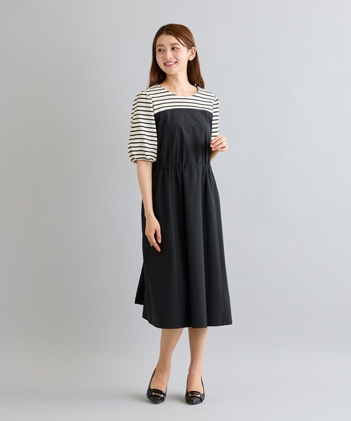 Rose Tiara(ローズティアラ)の「ドロストドッキングワンピース/ボーダー(ワンピース・レディース・ブラック・38/42/46)」の6枚目の写真
