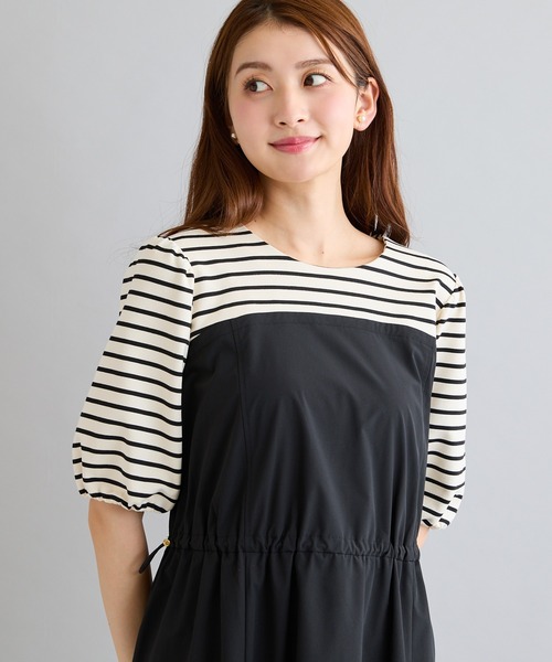 Rose Tiara(ローズティアラ)の「ドロストドッキングワンピース/ボーダー(ワンピース・レディース・ブラック・38/42/46)」の18枚目の写真