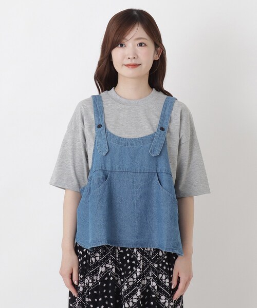 one'sterrace(ワンズテラス)の「デニム ワークベスト(ベスト・レディース・ブルー系その他7/ネイビー系5・02)」の3枚目の写真