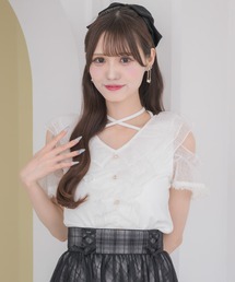 レースフリルオフショルトップス