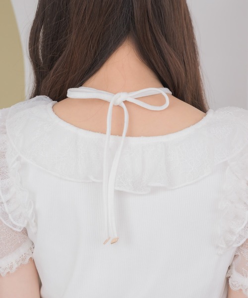 couture BY ROJITA(クチュールバイロジータ)の「レースフリルオフショルトップス(Tシャツ/カットソー・レディース・ボルドー/ブラック/ホワイト・FREE)」の21枚目の写真