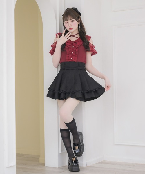 couture BY ROJITA(クチュールバイロジータ)の「レースフリルオフショルトップス(Tシャツ/カットソー・レディース・ボルドー/ブラック/ホワイト・FREE)」の16枚目の写真