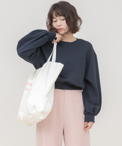 HEILIS(ヘイリス)の「メッセージプリントビッグエコトートバッグ/トートバッグ ビッグトートバッグ エコバッグ ショルダーバッグ 大容量バッグ プリントバッグ メッセージプリント 肩掛けバッグ 軽量バッグ 韓国ファッション カジュアル ストリート デイリー 通勤 通学 旅行 春 夏 秋 冬 アイボリー ブルー(トートバッグ・レディース・ブルー/アイボリー・FREE)」の6枚目の写真