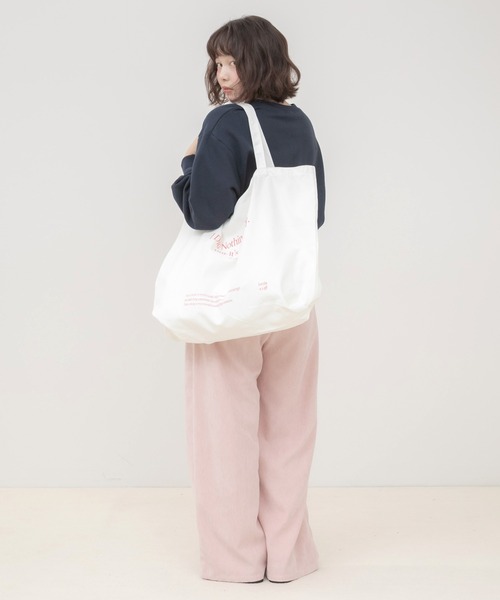 HEILIS(ヘイリス)の「メッセージプリントビッグエコトートバッグ/トートバッグ ビッグトートバッグ エコバッグ ショルダーバッグ 大容量バッグ プリントバッグ メッセージプリント 肩掛けバッグ 軽量バッグ 韓国ファッション カジュアル ストリート デイリー 通勤 通学 旅行 春 夏 秋 冬 アイボリー ブルー(トートバッグ・レディース・ブルー/アイボリー・FREE)」の8枚目の写真