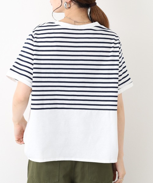 FUNALIVE(ファンアライブ)の「ノゾキネコボーダー切替プルオーバー 半端袖(Tシャツ/カットソー・レディース・オフホワイト/チャコールグレー/ホワイト×ネイビー・M/L)」の21枚目の写真