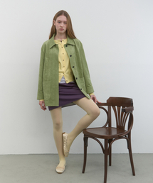 SUEDE SINGLE HALF JACKET_OLIVE
