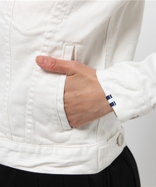 Moname（モナーム）の「■Moname   ホワイト ジーンジャケット   JEAN JACKET(ジーンジャケット)/41161082（デニムジャケット・レディース・ホワイト・SMALL/X-SMALL/MEDIUM）」の12枚目の写真