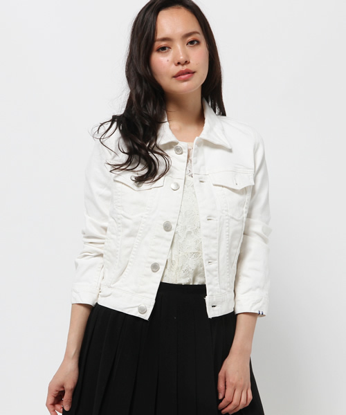 Moname（モナーム）の「■Moname   ホワイト ジーンジャケット   JEAN JACKET(ジーンジャケット)/41161082（デニムジャケット・レディース・ホワイト・SMALL/X-SMALL/MEDIUM）」の7枚目の写真