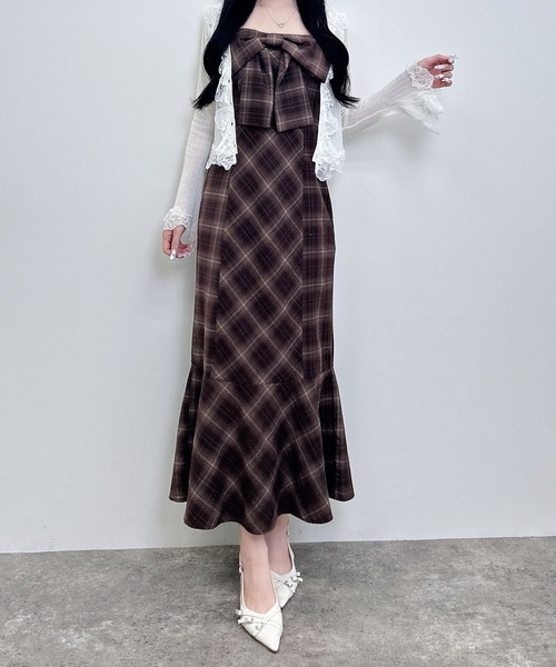INGNI(イング)の「【WEB限定】フリルレースドッキングシアーリブカーディガン(カーディガン/ボレロ・レディース・ブラック/ボルドー/アイボリー・M)」の7枚目の写真