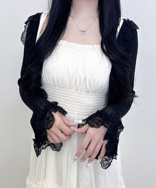 INGNI(イング)の「【WEB限定】フリルレースドッキングシアーリブカーディガン(カーディガン/ボレロ・レディース・ブラック/ボルドー/アイボリー・M)」の13枚目の写真