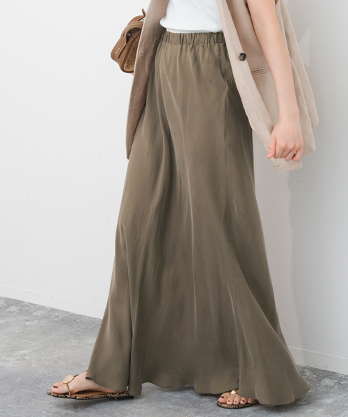 Spick & Span(スピックアンドスパン)の「《追加2》ウォッシャブルキュプラフレアスカート(スカート・レディース・カーキ/ベージュ系その他/ブラックミックス・38/36)」の7枚目の写真