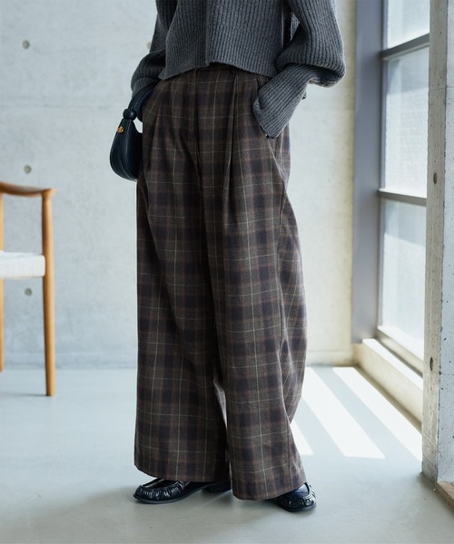 KOBE LETTUCE（コウベレタス）の「チェック柄ワイドパンツ（その他パンツ・レディース・ブラウン系/ネイビー系・M/PM）」の12枚目の写真