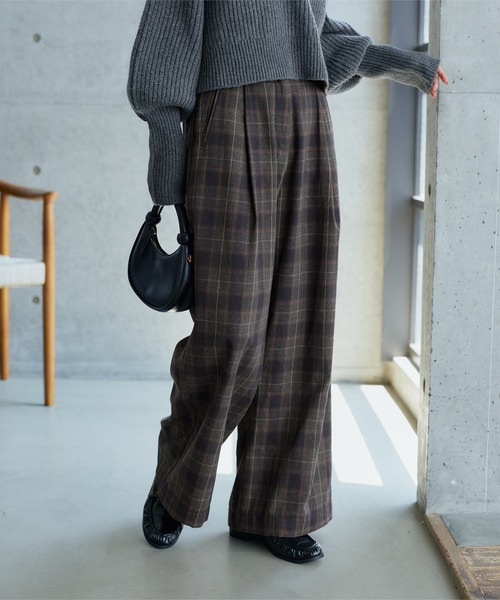 KOBE LETTUCE（コウベレタス）の「チェック柄ワイドパンツ（その他パンツ・レディース・ブラウン系/ネイビー系・M/PM）」の13枚目の写真