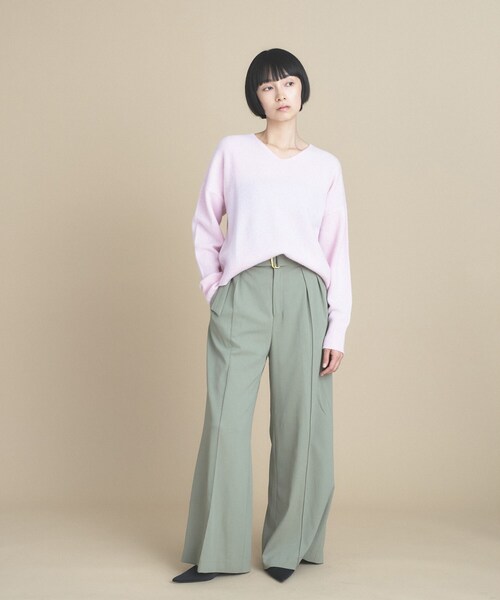 cloenc(クロエンス)の「Relaxy Rich カシミヤ混 Vネックニット【美フォルム】(ニット/セーター・レディース・ライトグリーン/ベビーピンク/ライトグレー系8/ベージュ系8/オフホワイト/レッド系1・02/00)」の13枚目の写真