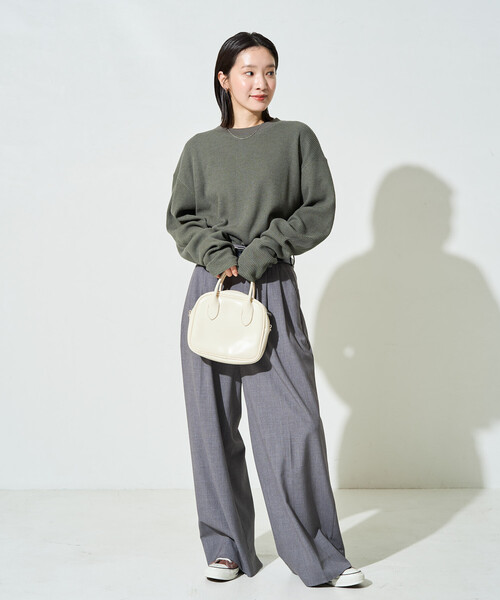FREAK'S STORE(フリークスストア)の「限定展開 ヘビー ワッフル クルーネック チュニック プルオーバー(Tシャツ/カットソー・レディース・オリーブ/オフホワイト/チャコールグレー/グレー/ブラウン/ベージュ/ブルーグリーン/ピンク・フリ-)」の15枚目の写真