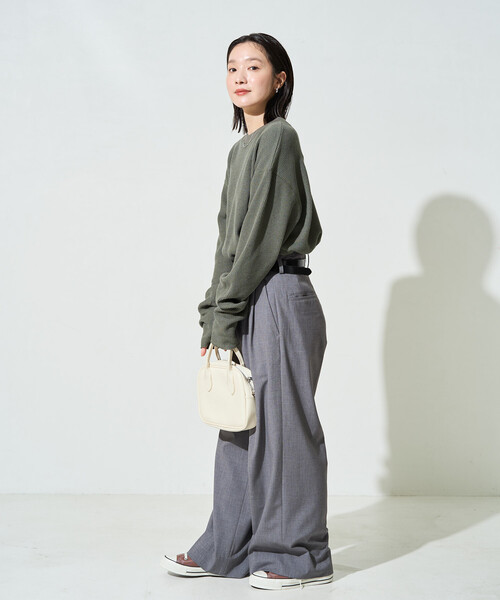 FREAK'S STORE(フリークスストア)の「限定展開 ヘビー ワッフル クルーネック チュニック プルオーバー(Tシャツ/カットソー・レディース・オリーブ/オフホワイト/チャコールグレー/グレー/ブラウン/ベージュ/ブルーグリーン/ピンク・フリ-)」の16枚目の写真