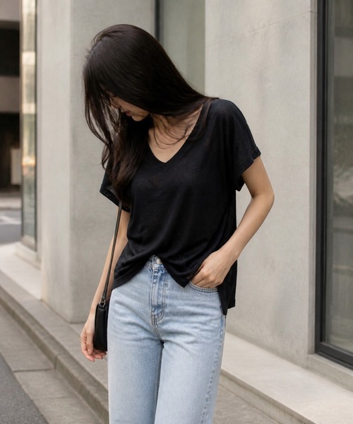 BLoomMe（ブルームミー）の「パックレースVネックプルオーバー（Tシャツ/カットソー・レディース・ブラック/ホワイト・S/M/L）」の20枚目の写真
