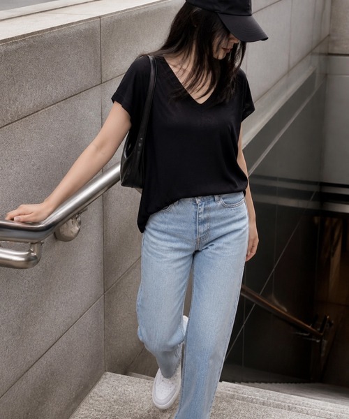 BLoomMe（ブルームミー）の「パックレースVネックプルオーバー（Tシャツ/カットソー・レディース・ブラック/ホワイト・S/M/L）」の7枚目の写真