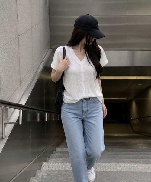 BLoomMe（ブルームミー）の「パックレースVネックプルオーバー（Tシャツ/カットソー・レディース・ブラック/ホワイト・S/M/L）」の16枚目の写真