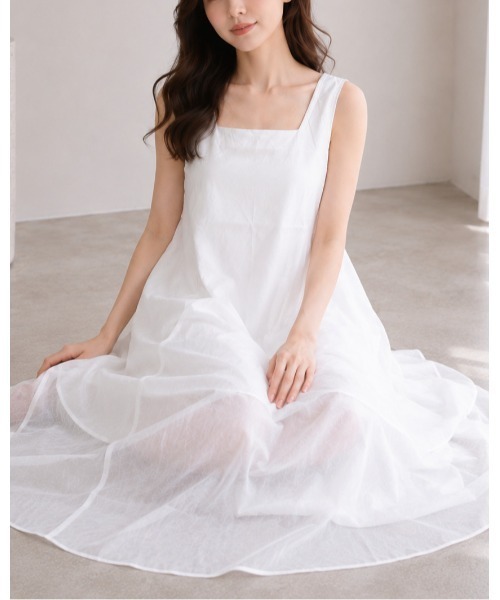 FAZVY(ファズビー)の「大人の夏映え レイヤード風ティアードワンピース(ワンピース・レディース・ホワイト・M/S)」の11枚目の写真