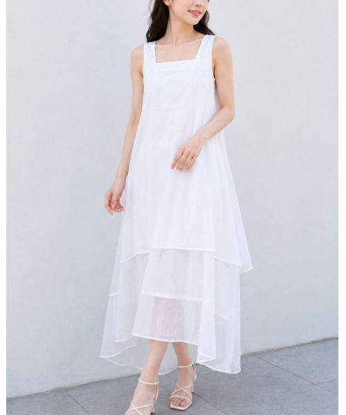 FAZVY(ファズビー)の「大人の夏映え レイヤード風ティアードワンピース(ワンピース・レディース・ホワイト・M/S)」の13枚目の写真