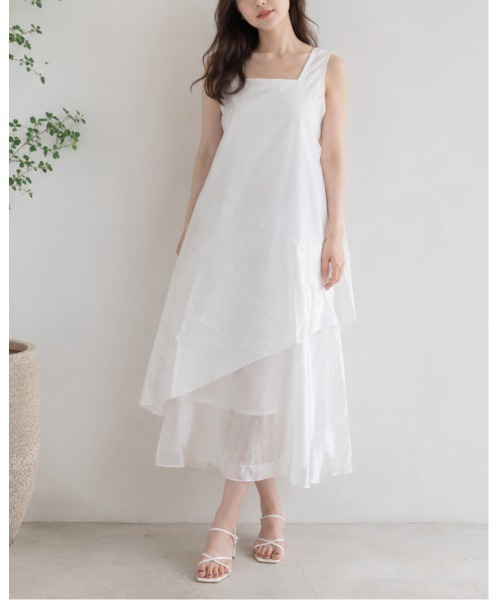FAZVY(ファズビー)の「大人の夏映え レイヤード風ティアードワンピース(ワンピース・レディース・ホワイト・M/S)」の15枚目の写真