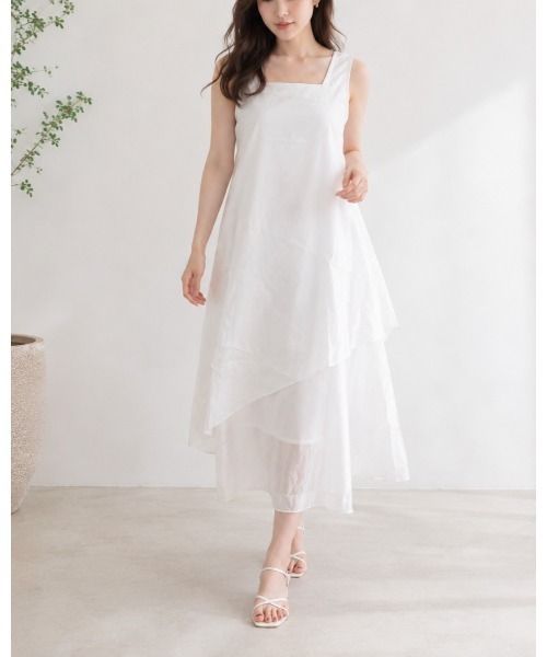 FAZVY(ファズビー)の「大人の夏映え レイヤード風ティアードワンピース(ワンピース・レディース・ホワイト・M/S)」の16枚目の写真