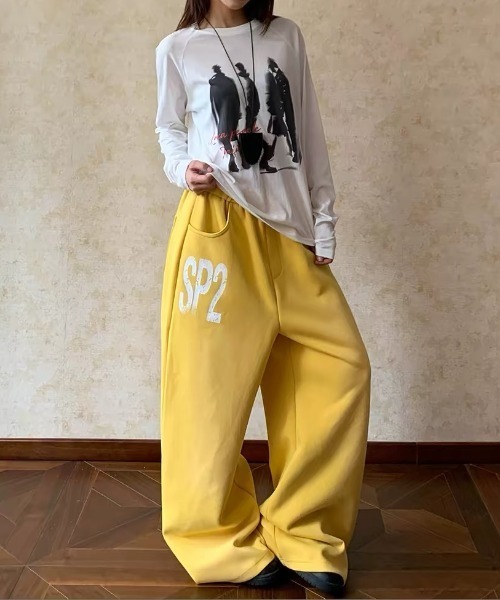 Vipoa(ヴィポア)の「Logo design sweat pants(スウェットパンツ・レディース・イエロー/ネイビー・FREE)」の20枚目の写真