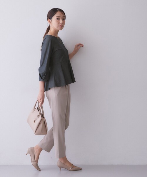 index(インデックス)の「バックパール調ペプラムトップス【洗濯機OK】(Tシャツ/カットソー・レディース・ブルー系その他/ナチュラル/スミクロ・36/38/40/42)」の19枚目の写真