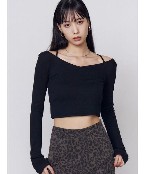 EMODA(エモダ)の「2WAYストリングクロストップス(Tシャツ/カットソー・レディース・ホワイト/ピンク/ブラック/グレー・FREE)」の10枚目の写真