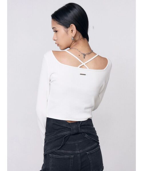 EMODA(エモダ)の「2WAYストリングクロストップス(Tシャツ/カットソー・レディース・ホワイト/ピンク/ブラック/グレー・FREE)」の15枚目の写真