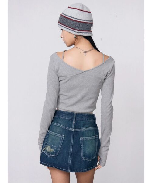 EMODA(エモダ)の「2WAYストリングクロストップス(Tシャツ/カットソー・レディース・ホワイト/ピンク/ブラック/グレー・FREE)」の19枚目の写真