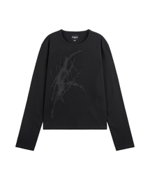 ハーフトーングラフィックロングスリーブTシャツ（ブラック）