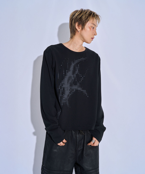 PITCHBLACK(ピッチブラック)の「ハーフトーングラフィックロングスリーブTシャツ(ブラック)(Tシャツ/カットソー・メンズ・その他・MEDIUM/LARGE/X-LARGE)」の3枚目の写真