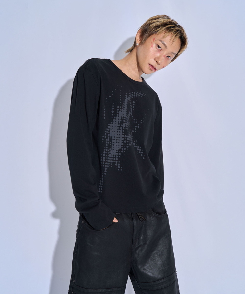 PITCHBLACK(ピッチブラック)の「ハーフトーングラフィックロングスリーブTシャツ(ブラック)(Tシャツ/カットソー・メンズ・その他・MEDIUM/LARGE/X-LARGE)」の4枚目の写真