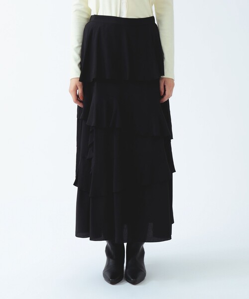 Ray BEAMS(レイビームス)の「アシメ ラッフル ティアード スカート(スカート・レディース・ブラック/ネイビー・1/0)」の7枚目の写真
