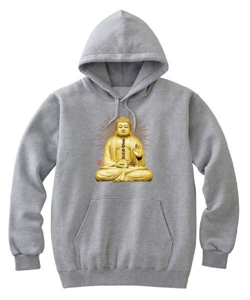 NIPOP(ニポップ)の「NIPOP(ニポップ) プルパーカー スウェット 裏毛 大仏 和 イラスト プリント インバウンド お土産 トップス レディース ユニセックス(パーカー・レディース・ホワイト/ブラック/ヘザーグレー・S/XS)」の3枚目の写真