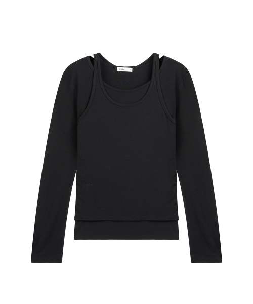 PEPLEE（ペプリー）の「[セット] テンセルレイヤードトップス（ブラック）（Tシャツ/カットソー・レディース・その他・FREE）」の2枚目の写真