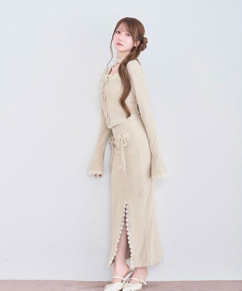 Rose Muse(ロゼミューズ)の「Lace shaggy setup(セットアップ・レディース・ベージュ/オフホワイト・FREE)」の6枚目の写真